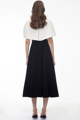 Felismina Black Color Block Cape Midi Dress