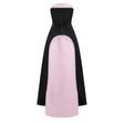 Felismina Pink Color Block Satin Maxi Dress Set