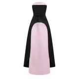 Felismina Pink Color Block Satin Maxi Dress Set