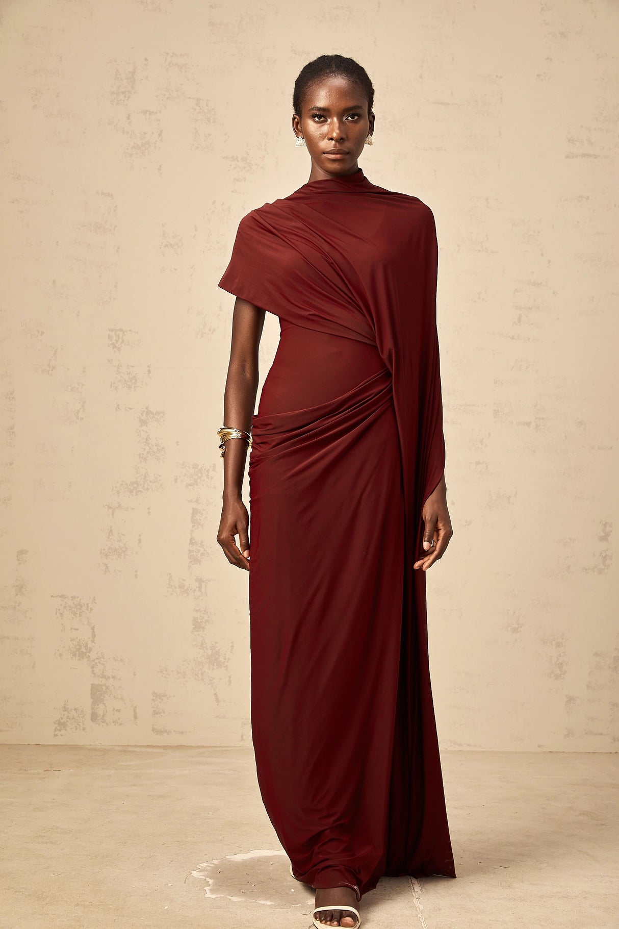 Fenella Asymmetrical Draped Cape  Dress Matching Set