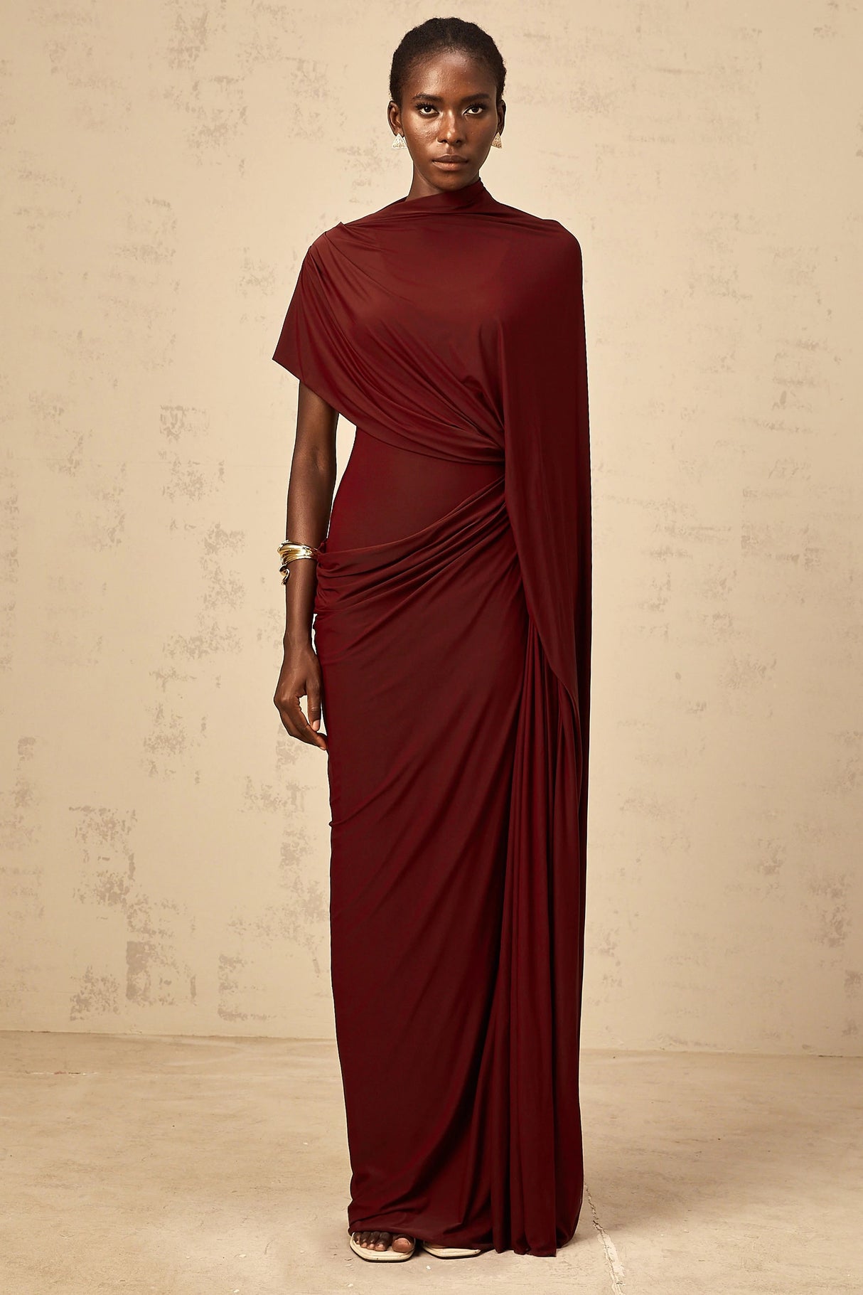Fenella Asymmetrical Draped Cape  Dress Matching Set
