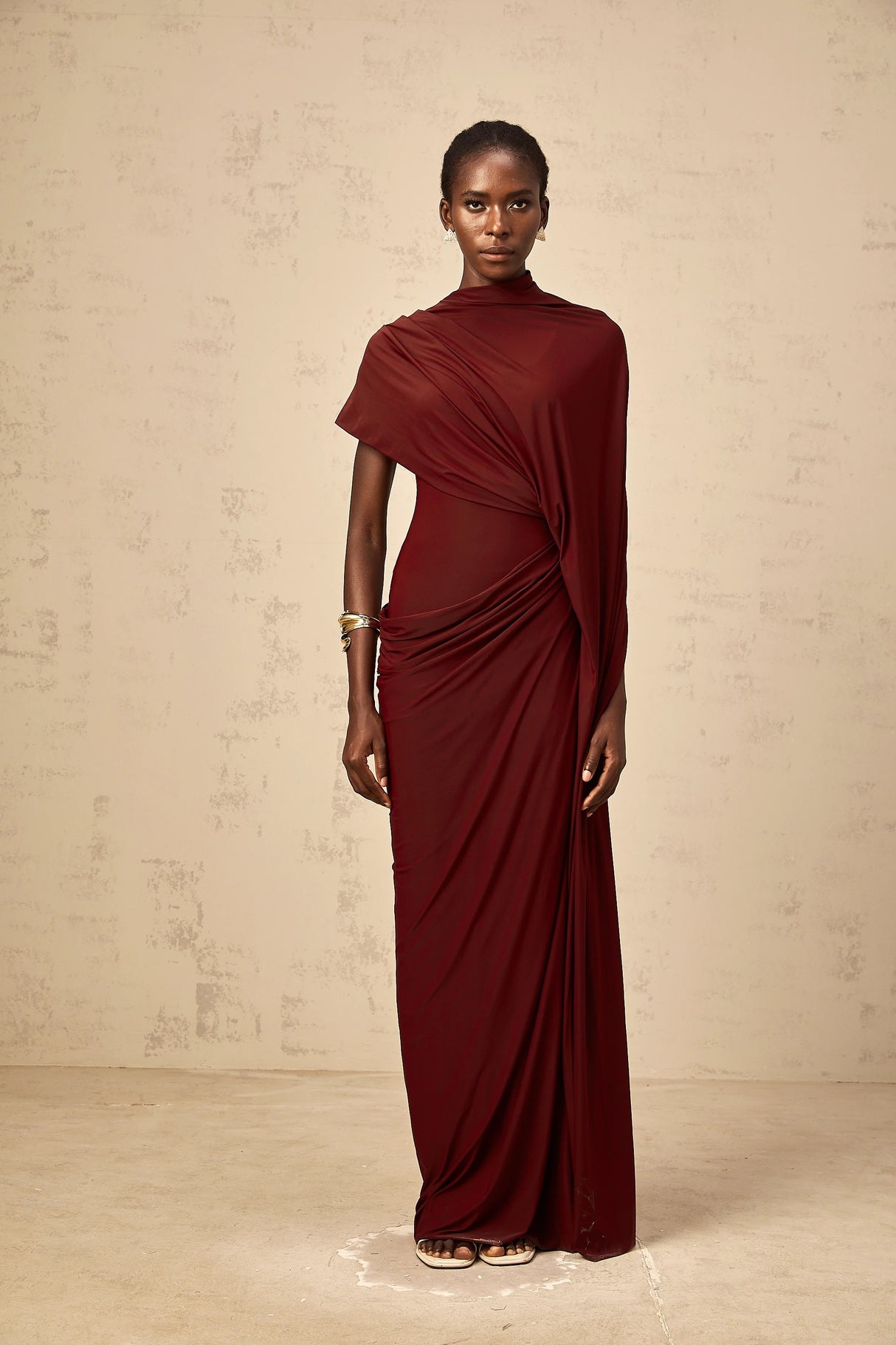 Fenella Asymmetrical Draped Cape  Dress Matching Set