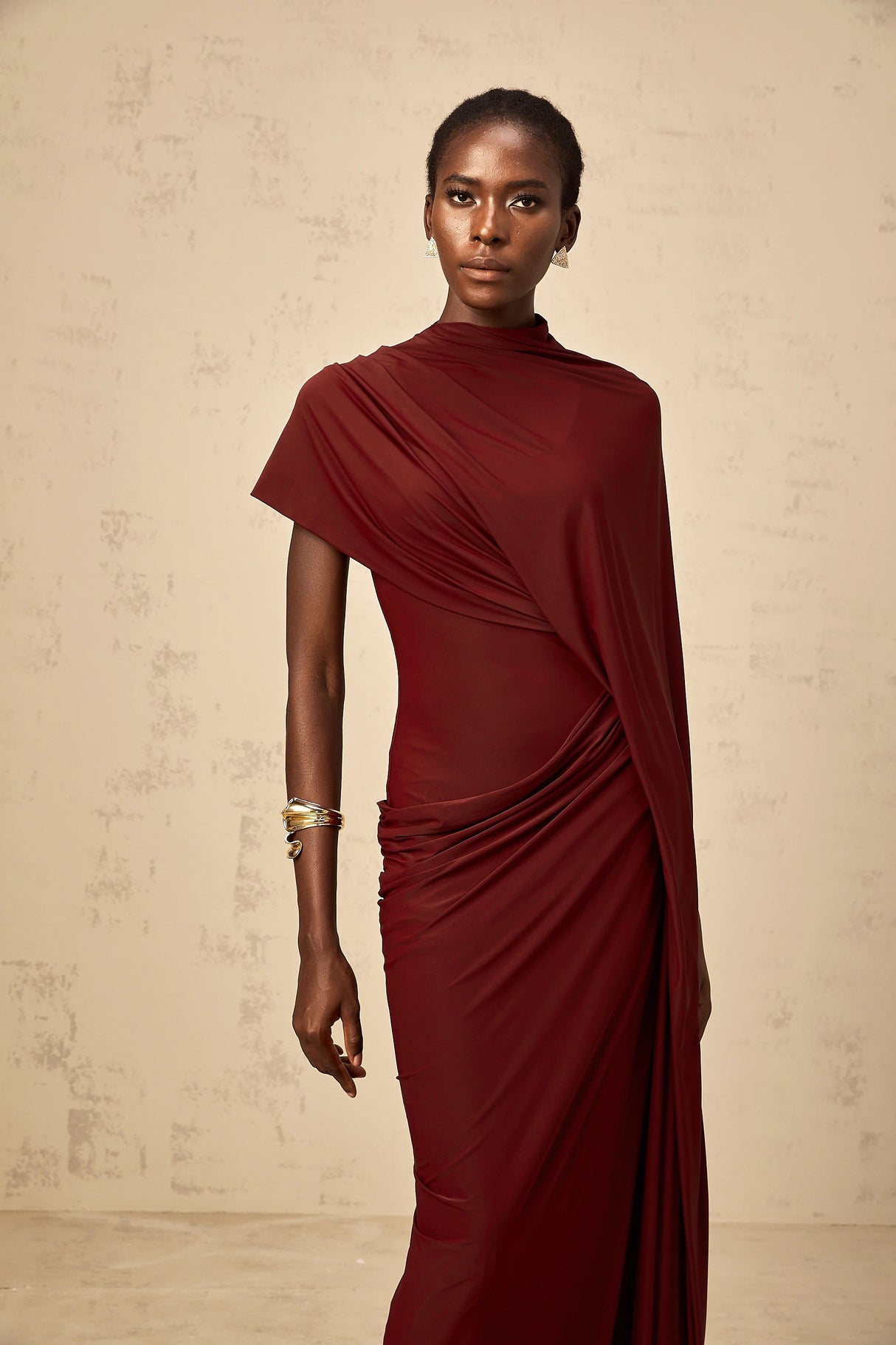 Fenella Asymmetrical Draped Cape  Dress Matching Set