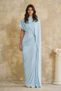 Fenella Blue Asymmetrical Draped Cape  Dress Matching Set