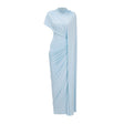 Fenella Blue Asymmetrical Draped Cape  Dress Matching Set