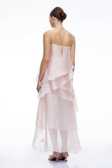 Fenella Pink Tiered Halterneck Midi Dress