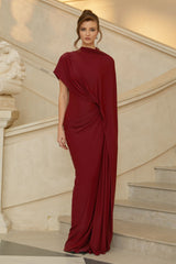 Fenella Red Asymmetrical Draped Cape  Dress Matching Set