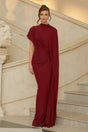 Fenella Red Asymmetrical Draped Cape  Dress Matching Set