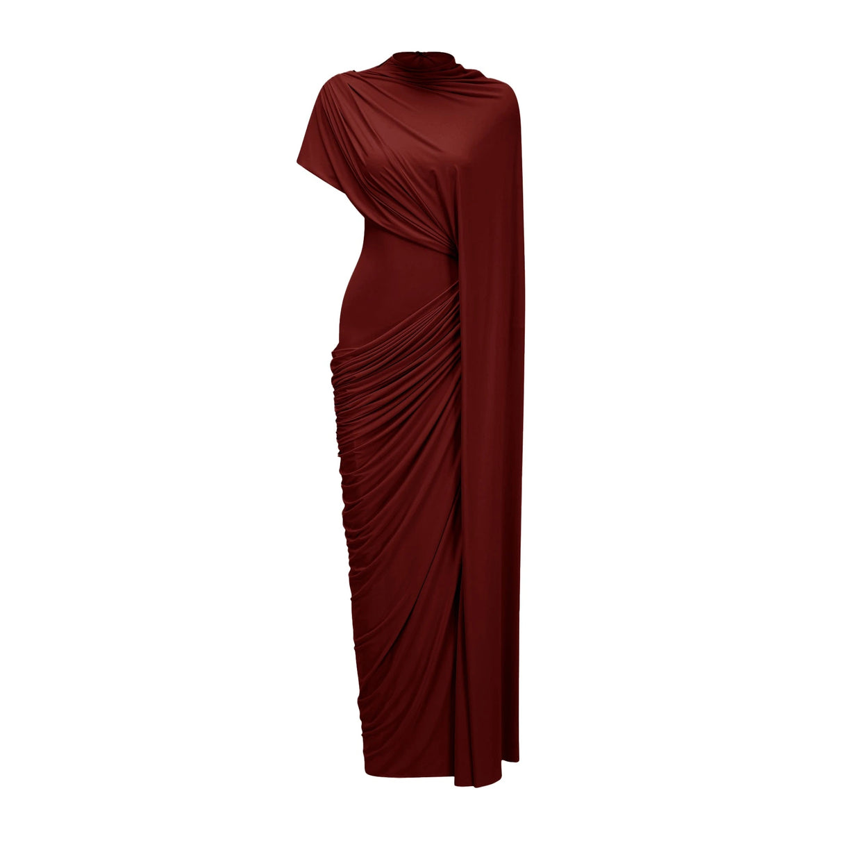 Fenella Red Asymmetrical Draped Cape  Dress Matching Set