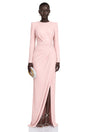 Feriha Pink Ruched Maxi Dress with High Slit