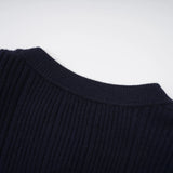 Fern Navy Blue Satin Panel Knit Midi Dress