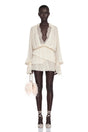 Fernanda Cream Ruched Mini Dress with Lace Trim
