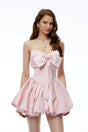 Fernanda Pink Off Shoulder Mini Dress with Bow