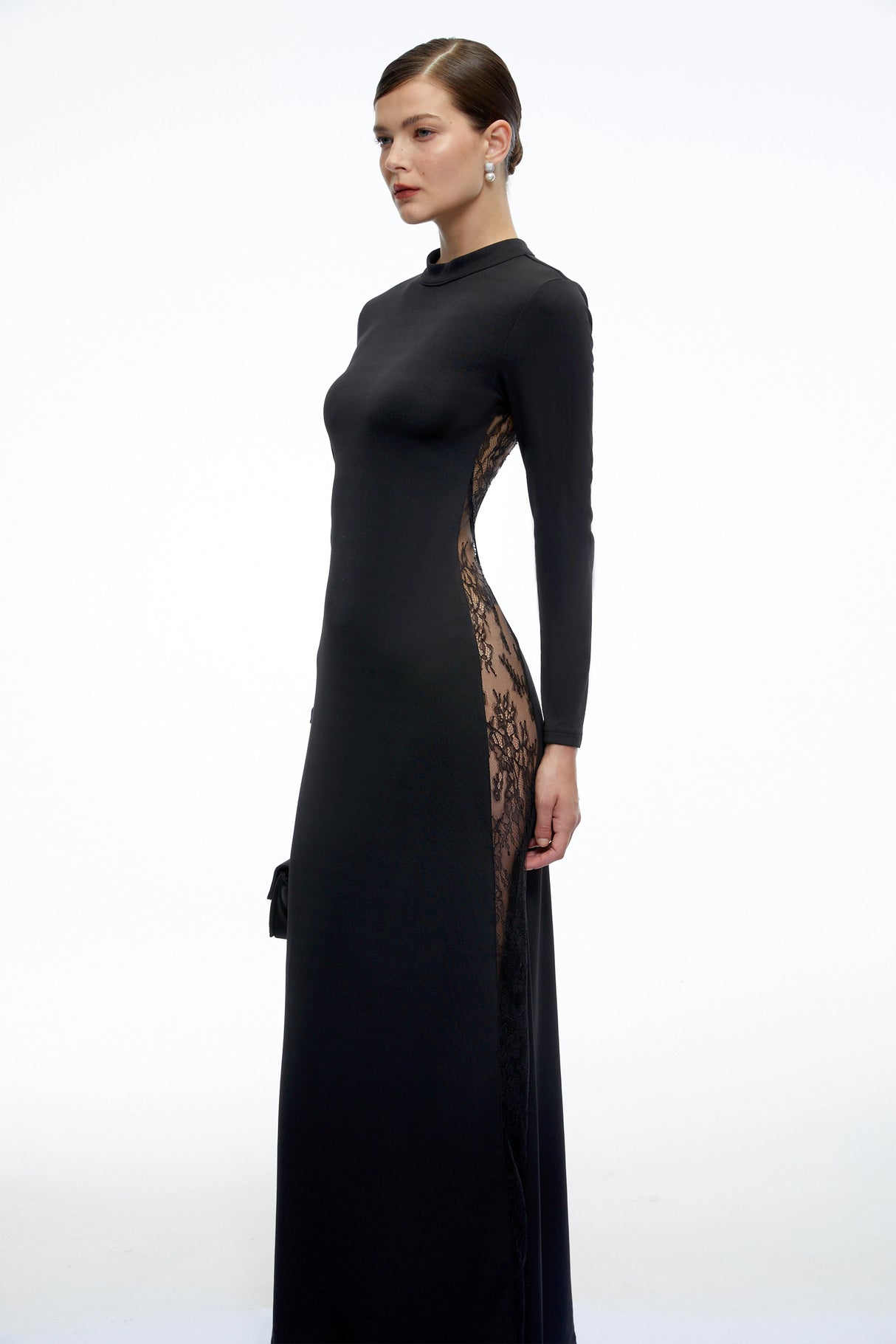 Fernande Black Floral Lace Maxi Dress