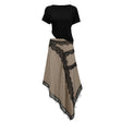 Fiamma Black Gathered Lace Panel Maxi Dress