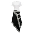 Fiamma Color Block Gathered Lace Panel Maxi Dress