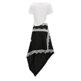 Fiamma Color Block Gathered Lace Panel Maxi Dress