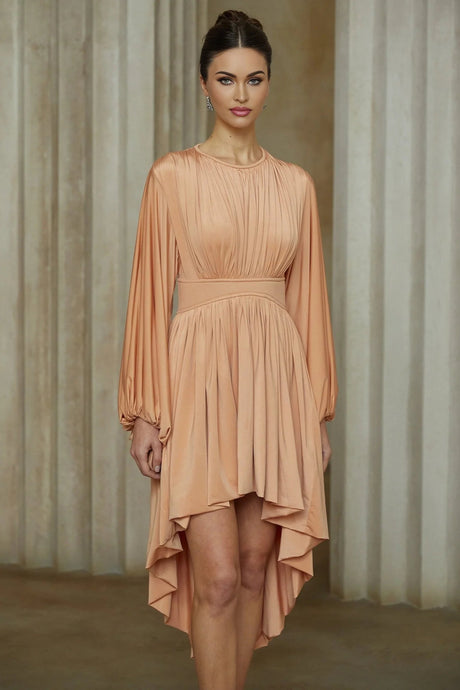 Filippa Midi Dress Pink Pleated Asymmetrical Calf - Length