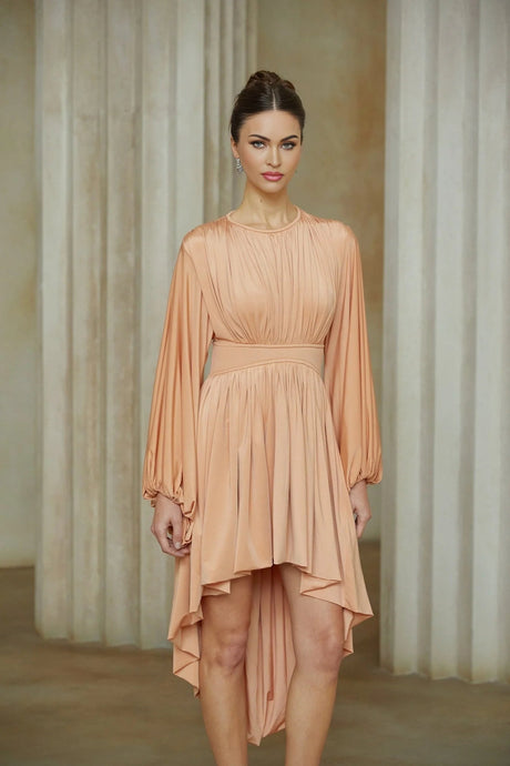 Filippa Midi Dress Pink Pleated Asymmetrical Calf - Length
