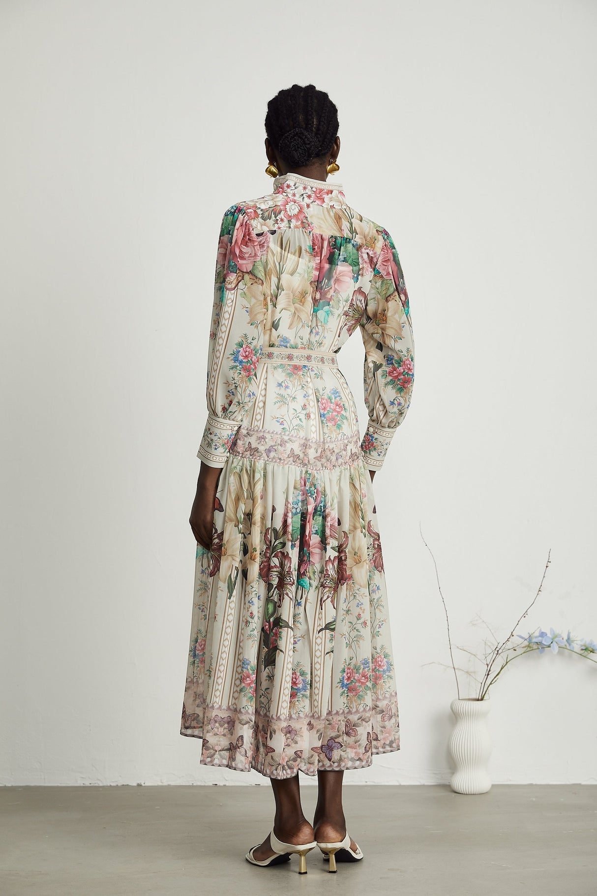 Filomena floralprint belted midi dress