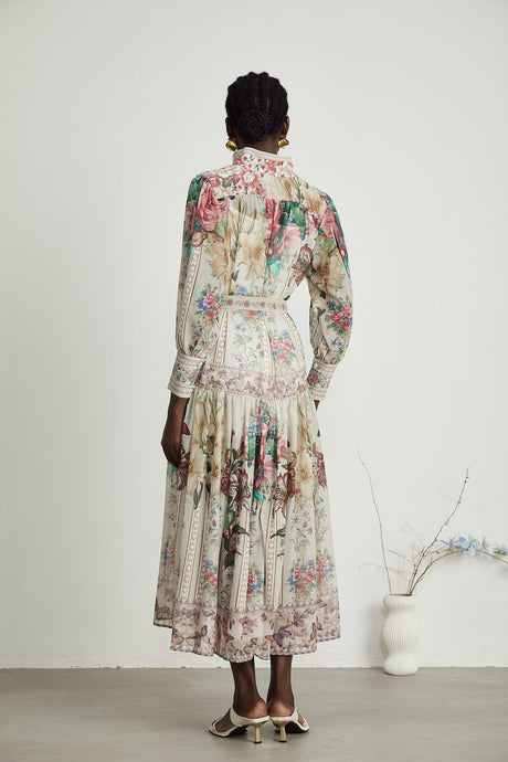 Filomena floralprint belted midi dress
