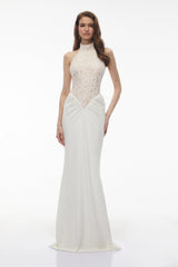Filomena White Floral Lace Maxi Dress