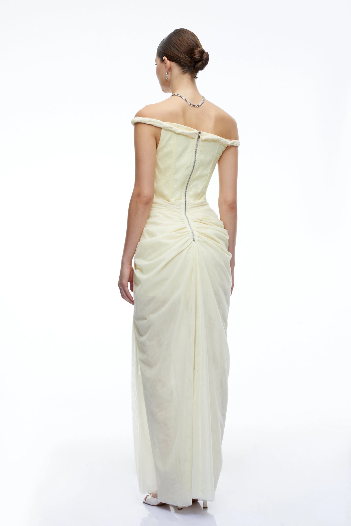Finley Yellow Off Shoulder Ruched Bodycon Maxi Dress