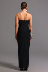 Fiona Black Strapless Bow Detail Dress for Special Occasions and Evening Events