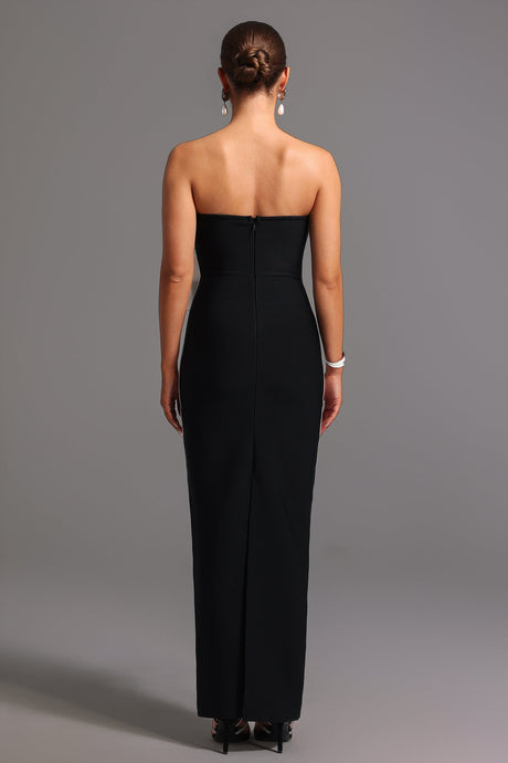 Fiona Black Strapless Bow Detail Dress for Special Occasions and Evening Events