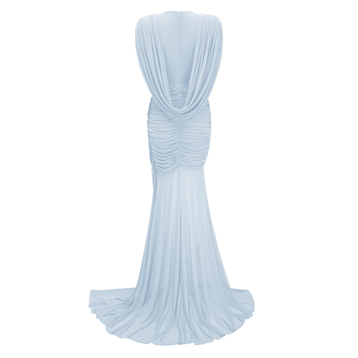 Fíona Blue Asymmetrical Draped Maxi Gown