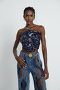 Fiona Floral Top - Off - the - Shoulder Design - Sequin Embellishments - Faux - Flower Detailing - Cropped Length