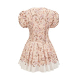 Fiona Mini Dress Yellow Floral Print Pleated