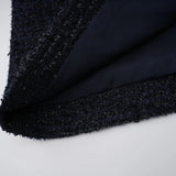 Fiona Navy Blue Embellished Tweed Mini Dress