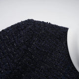 Fiona Navy Blue Embellished Tweed Mini Dress