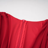Fíona Red Asymmetrical Draped Maxi Gown