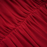 Fíona Red Asymmetrical Draped Maxi Gown