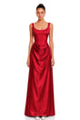 Fiona Red Satin Square Neck Maxi Dress