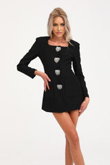 Fionnghuala black crystal mini dress