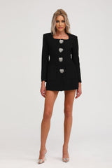 Fionnghuala black crystal mini dress