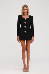 Fionnghuala black crystal mini dress
