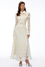 Fiord Ivory Collared Floral Lace Maxi Dress