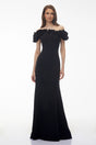 Fiorella Black Off Shoulder Maxi Dress with 3D Florals