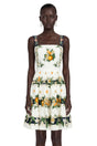 Fiorenza Green Citrus Print Square Neck Mini Dress