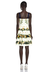 Fiorenza Green Citrus Print Square Neck Mini Dress