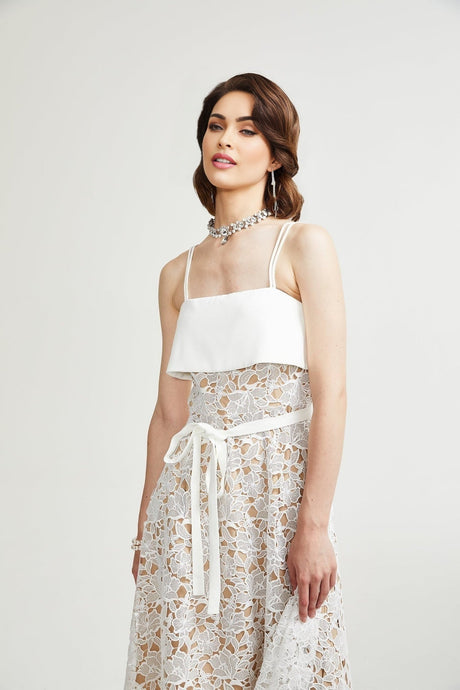 Fiorina Midi Dress - Sleeveless - Spaghetti Straps - Pierced Design - Tie Fastening