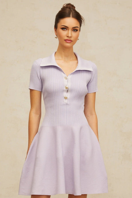 Fiorina Mini Dress Lilac Flared Knit