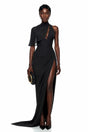 Firuze Black Asymmetrical Bodycon Maxi Dress