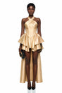 Firuze Gold Cross Front Asymmetrical Tiered Mini Dress