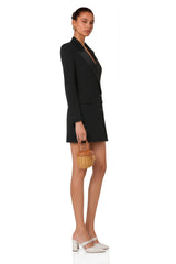 Fleur Black Blazer Mini Dress with Satin Panels