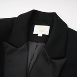 Fleur Black Blazer Mini Dress with Satin Panels